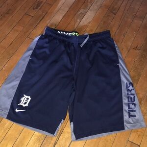 Nike BSBL Men's Navy and Gray Detroit Tigers Shorts
